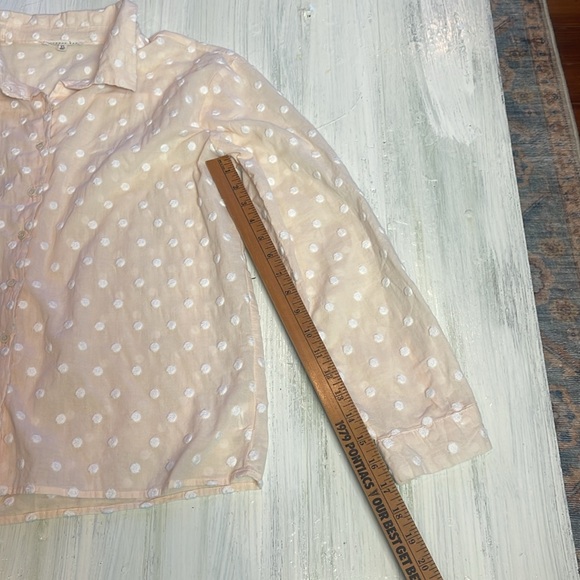 💚5 for $25 Copper Key Pastel Peach Sheer Textured Polka Dot Button Down Top XL - Picture 8 of 9